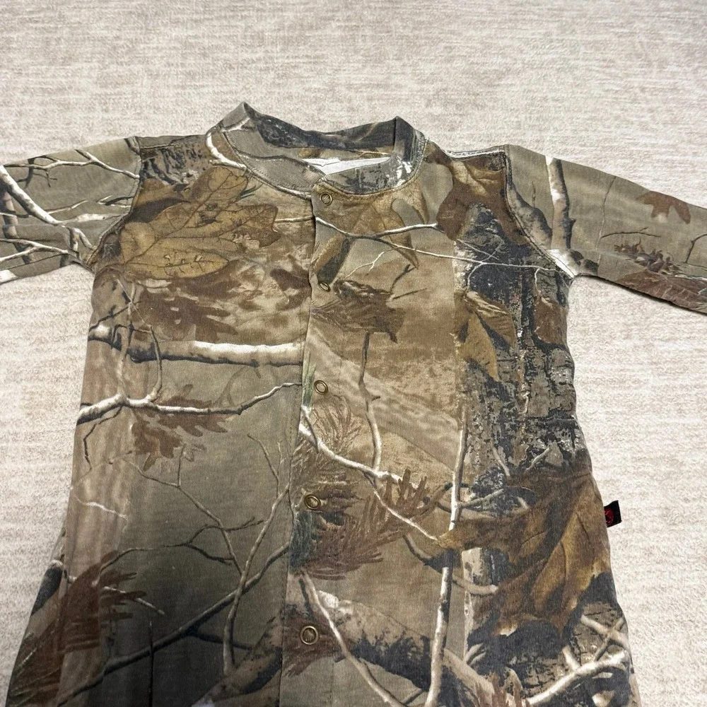 Gander Mtn Realtree Camo Footed Sleeper Pajamas Kids Size L Snap Front‎